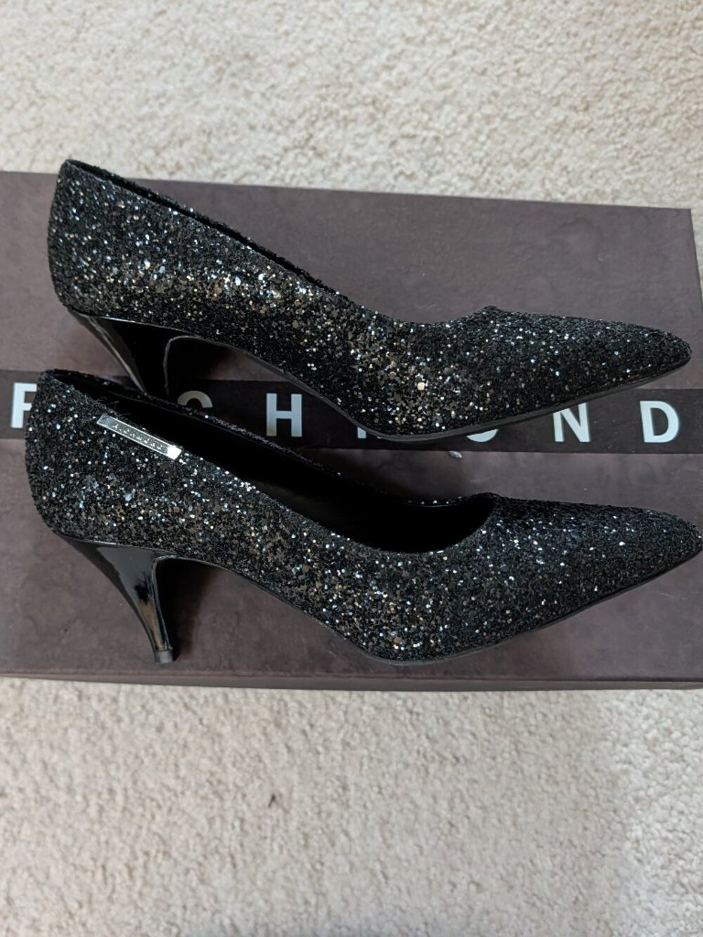 Richmond pump, black, size 6. made in Italy.  leather. New with box